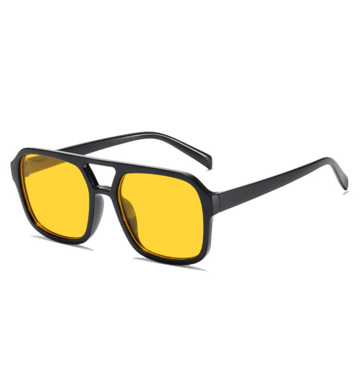 IKUVNA Gafas de Sol Aviador Cuadradas Retro de los 70 para Mujeres y Hombres, Gafas de Sol Rectangulares Vintage con Montura Plana y Tonos de Moda (Amarillo)